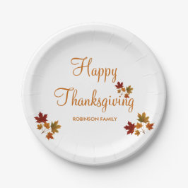 Plato De Papel Feliz Día de Acción de Gracias
