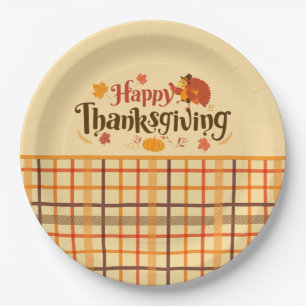 Plato De Papel Feliz Día de Acción de Gracias Otoño