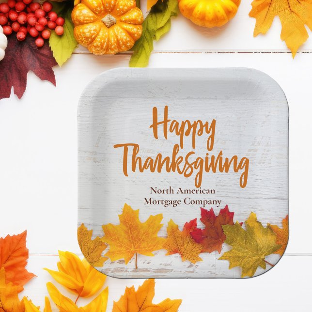 Plato De Papel Feliz Día de Acción de Gracias otoño deja compañía (Subido por el creador)