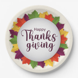 Plato De Papel Feliz Día de Acción de Gracias otoño deja marco