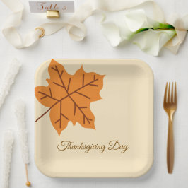 Plato De Papel Feliz Día de Acción de Gracias, Temporada de Otoño