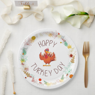 Plato De Papel Feliz Día de Acción de Gracias Turquía, otoño se v