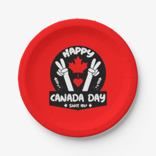 Plato De Papel Feliz Día de Canadá