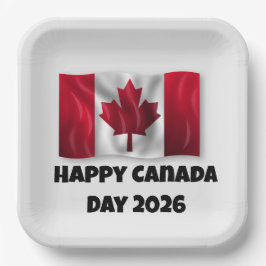 Plato de papel Feliz Día de Canadá