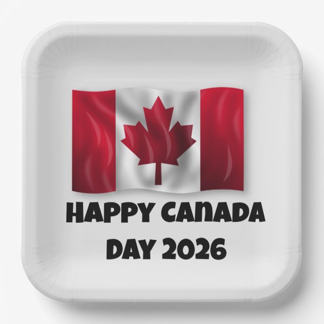 Plato de papel Feliz Día de Canadá (Anverso)