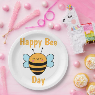 Plato De Papel Feliz Día de la Abeja