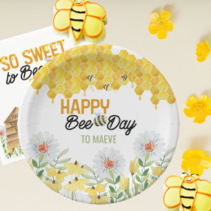 Plato De Papel Feliz Día de la Abeja a.. Fiesta de cumpleaños tem