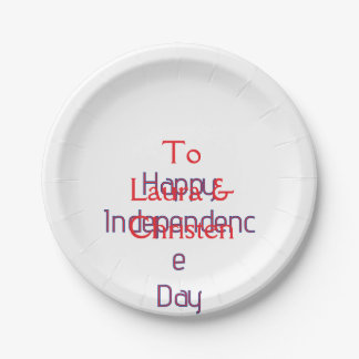 Plato De Papel feliz día de la independencia rojo azul nombre fec