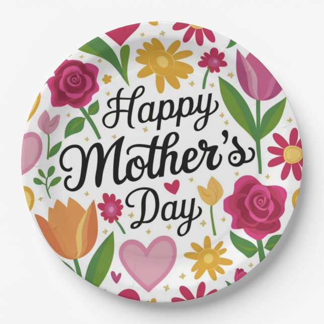 Plato De Papel Feliz Día de la Madre (Anverso)
