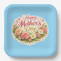 Feliz Día de la Madre elegante corona floral azul