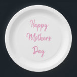 Plato De Papel Feliz Día de la Madre Fiesta 2024 Rosa Simple Clás<br><div class="desc">Diseñado con elegantes y sencillas plantillas de texto rosas,  ¡es perfecto para las celebraciones del día de la madre!</div>