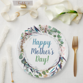 Plato De Papel Feliz Día de la Madre Foliage y hierbas