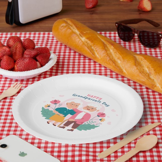 Plato De Papel Feliz Día de los Abuelos  (Picnic)