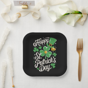 Plato De Papel Feliz día de San Patricio Patrimonio Irlandés St P