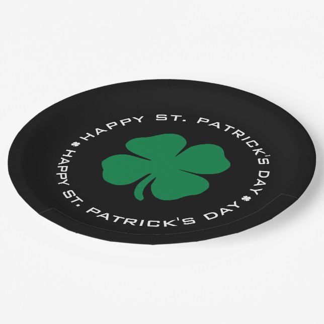 Plato De Papel Feliz Día de San Patricio Shamrock Lucky Charm (Angular)