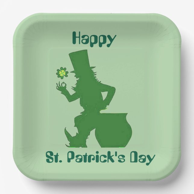 PLATO DE PAPEL FELIZ DÍA DE SAN PATRICIOS DUENDE  (Anverso)
