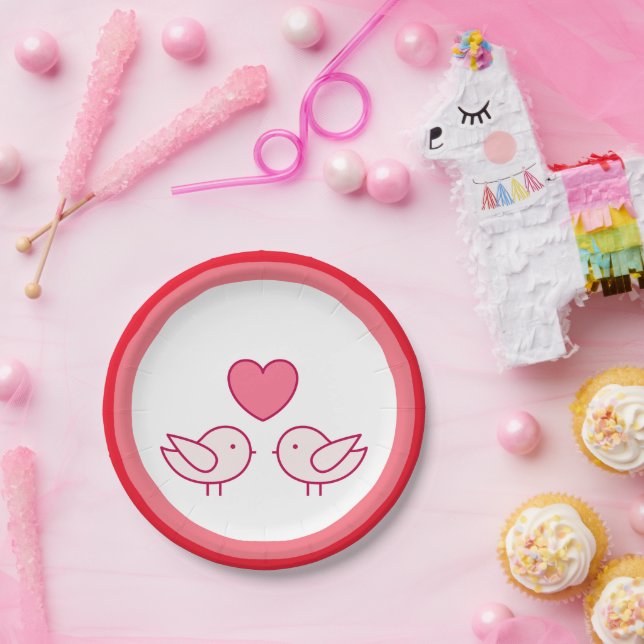 Plato De Papel Feliz día de San Valentín (Fiesta)