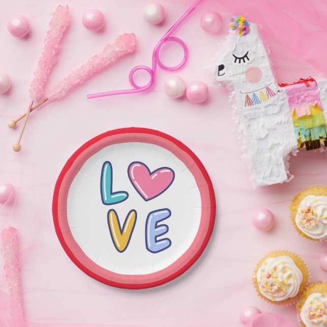 Plato De Papel Feliz día de San Valentín (Fiesta)