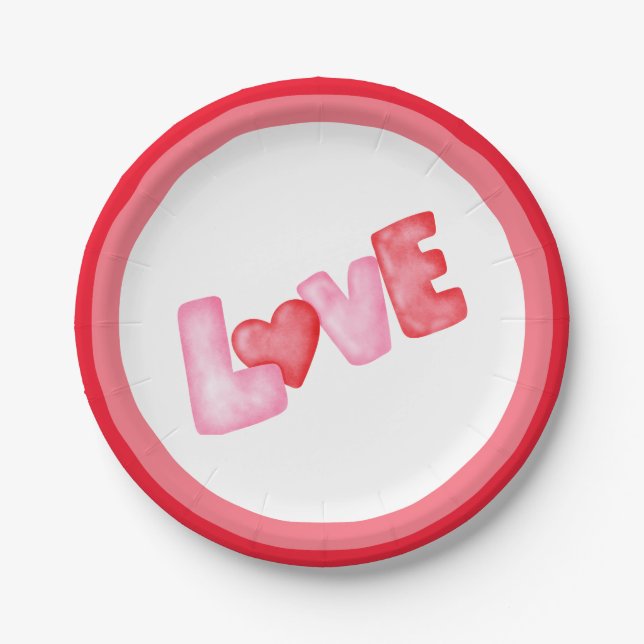 Plato De Papel Feliz día de San Valentín (Anverso)