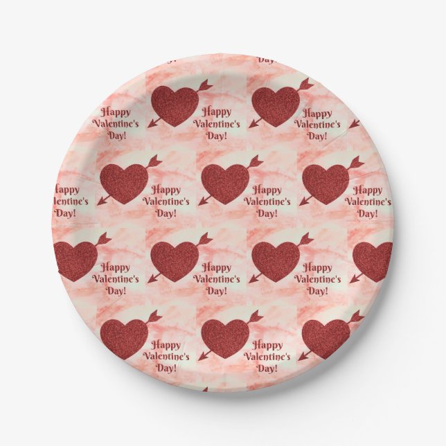 Plato De Papel Feliz Día de San Valentín (Anverso)