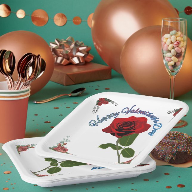 Plato De Papel Feliz día de San Valentín (Multi)