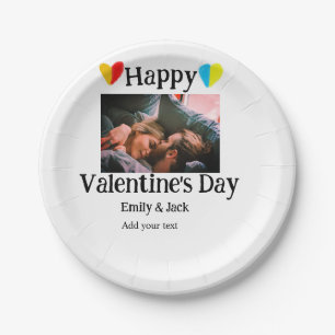 Plato De Papel Feliz Día de San Valentín agregar foto de nombre d
