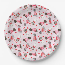Plato De Papel Feliz Día de San Valentín grandes perros daneses