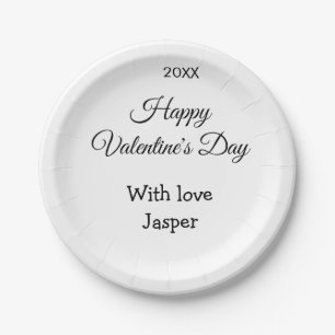 Plato De Papel Feliz día de San Valentín nombre amor simple año e