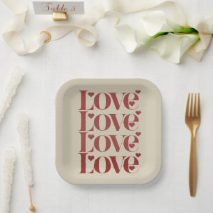Plato De Papel Feliz Día de San Valentín Pareja de enamorados