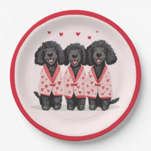 Plato De Papel Feliz día de San Valentín Perros Caniche Estándar