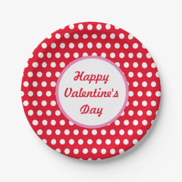 Plato De Papel Feliz Día de San Valentín Polka Dot Paper Plates (