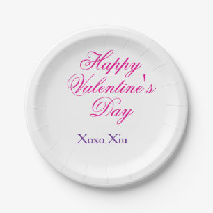 Plato De Papel Feliz día de San Valentín rosa morado xoxo amor no