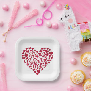 Plato De Papel Feliz día de San Valentín San Valentín Amor Corazó