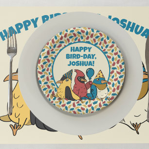 Plato De Papel Feliz Día del Ave Personalizado Aves tema Cumpleañ