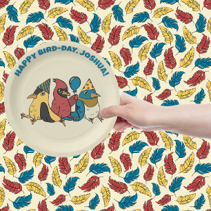Plato De Papel Feliz Día del Ave Personalizado Aves tema Cumpleañ