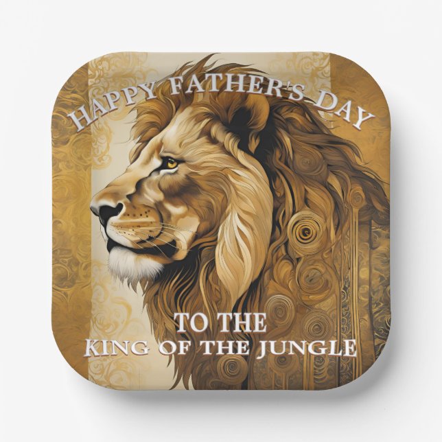 Plato De Papel Feliz Día del Padre de oro (Anverso)