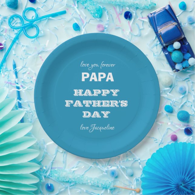 Plato De Papel Feliz Día del Padre, papa personalizada (Fiesta)