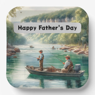 Plato De Papel Feliz día del padre pescando 