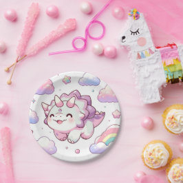 Plato De Papel Feliz Dinosaurio Simple Baby Shower