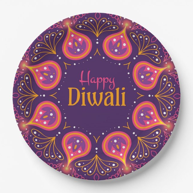 Plato De Papel Feliz Diwali  (Anverso)
