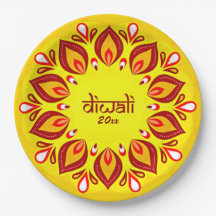 Feliz Diwali añadir año rojo amarillo 9"