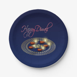 Plato De Papel Feliz Diwali Ganesha Rangoli - Placa de papel