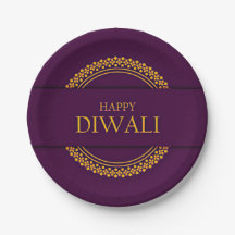Feliz Diwali Purple Gold Elegant de 7"