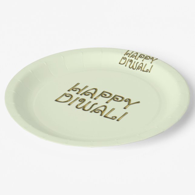 Plato De Papel Feliz Diwali Typography Gold Elegant Plates de pap (Angular)
