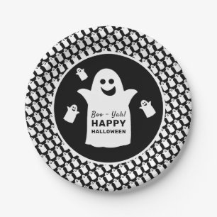 Plato De Papel Feliz Fantasma, Black Halloween Party