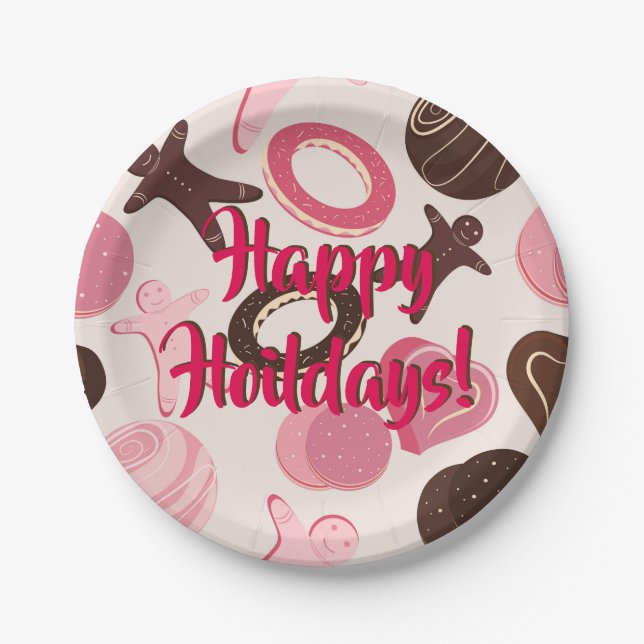 Plato De Papel ¡Feliz feriado a Fiesta Cookie! (Anverso)