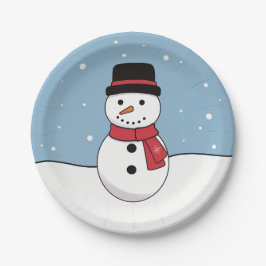 Plato De Papel Feliz feriado de Navidades de Snowman