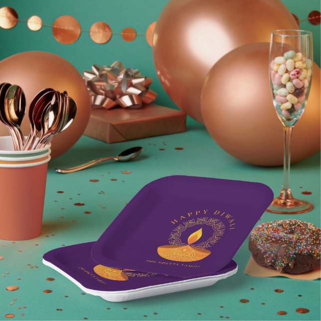 Plato De Papel Feliz Festival Hindú de Luces Diwali (Multi)