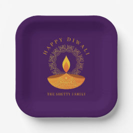 Plato De Papel Feliz Festival Hindú de Luces Diwali