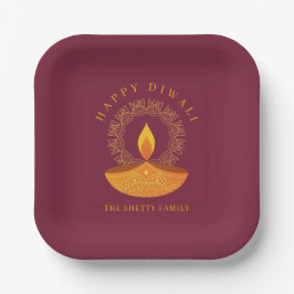 Plato De Papel Feliz Festival Hindú de Luces Diwali